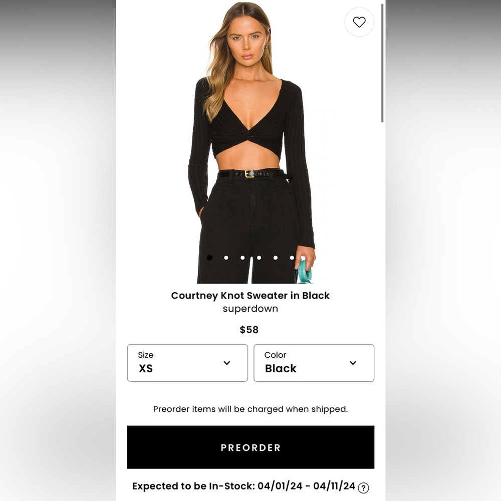 Black ribbed front twist superdown crop top new without tags